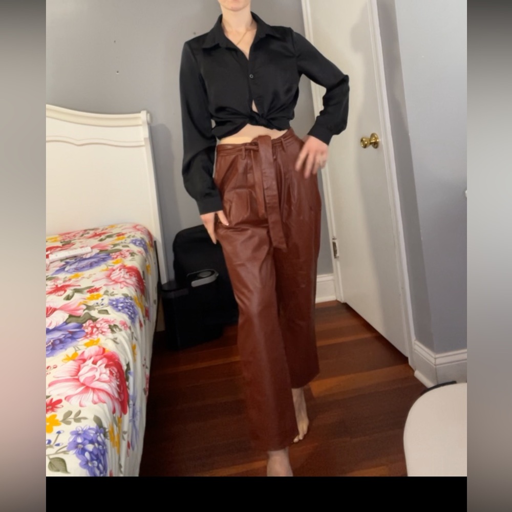Brown leather pants
